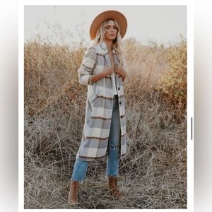 Promesa Wool Blend Plaid Coat Size L